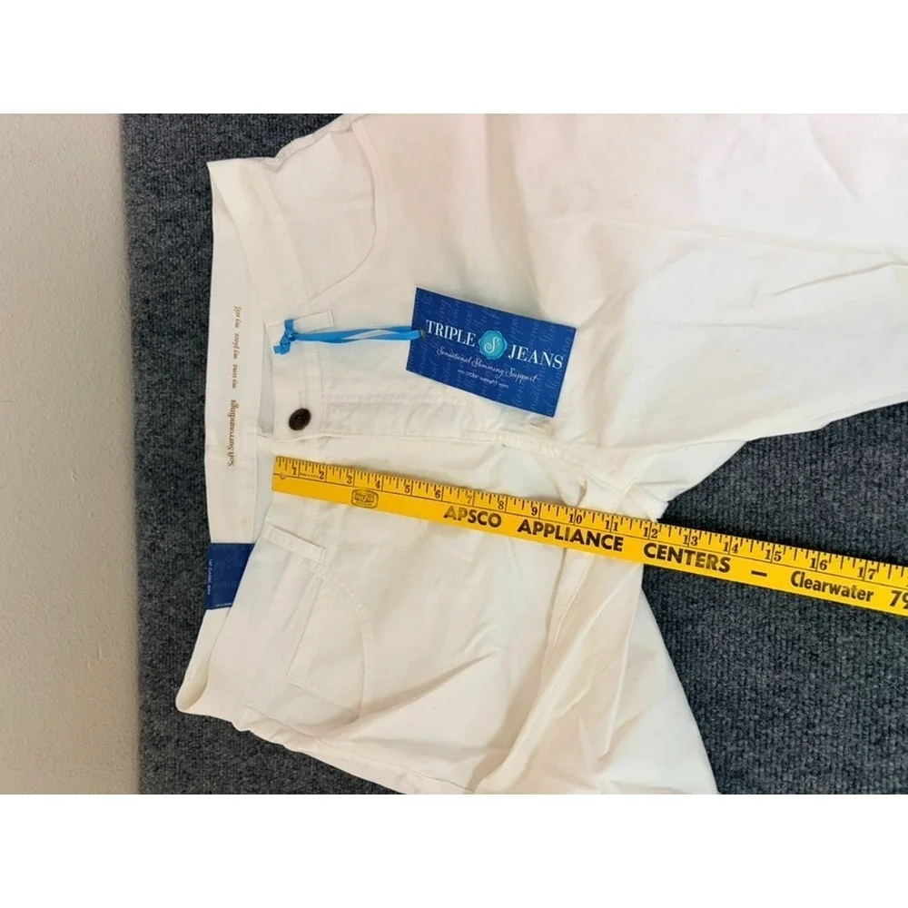 NWT Soft Surroundings Petite Straight Leg Stretch Jeans 34851 Off White Size 16P